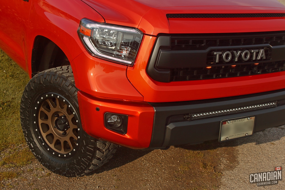 TRD Pro Tundra grill with 2018 LED headlights and light bar