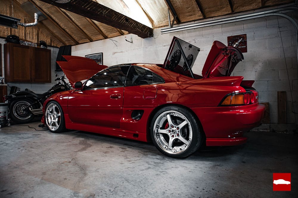 Red MR2 stored for winter