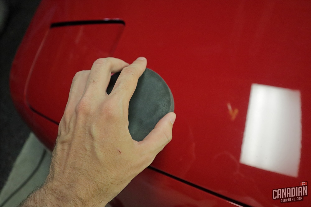 Polishing a car by hand