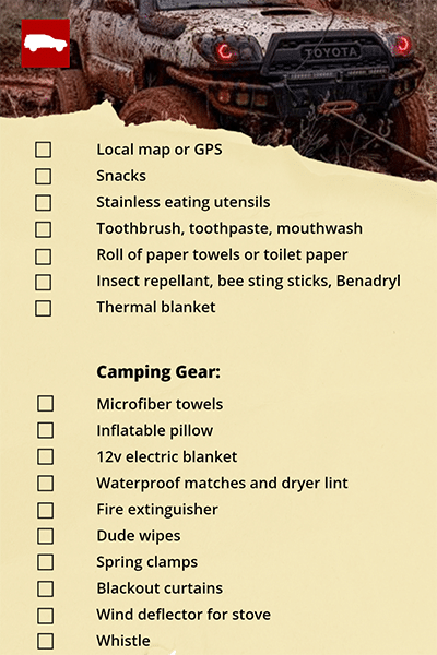 Off-roading checklist