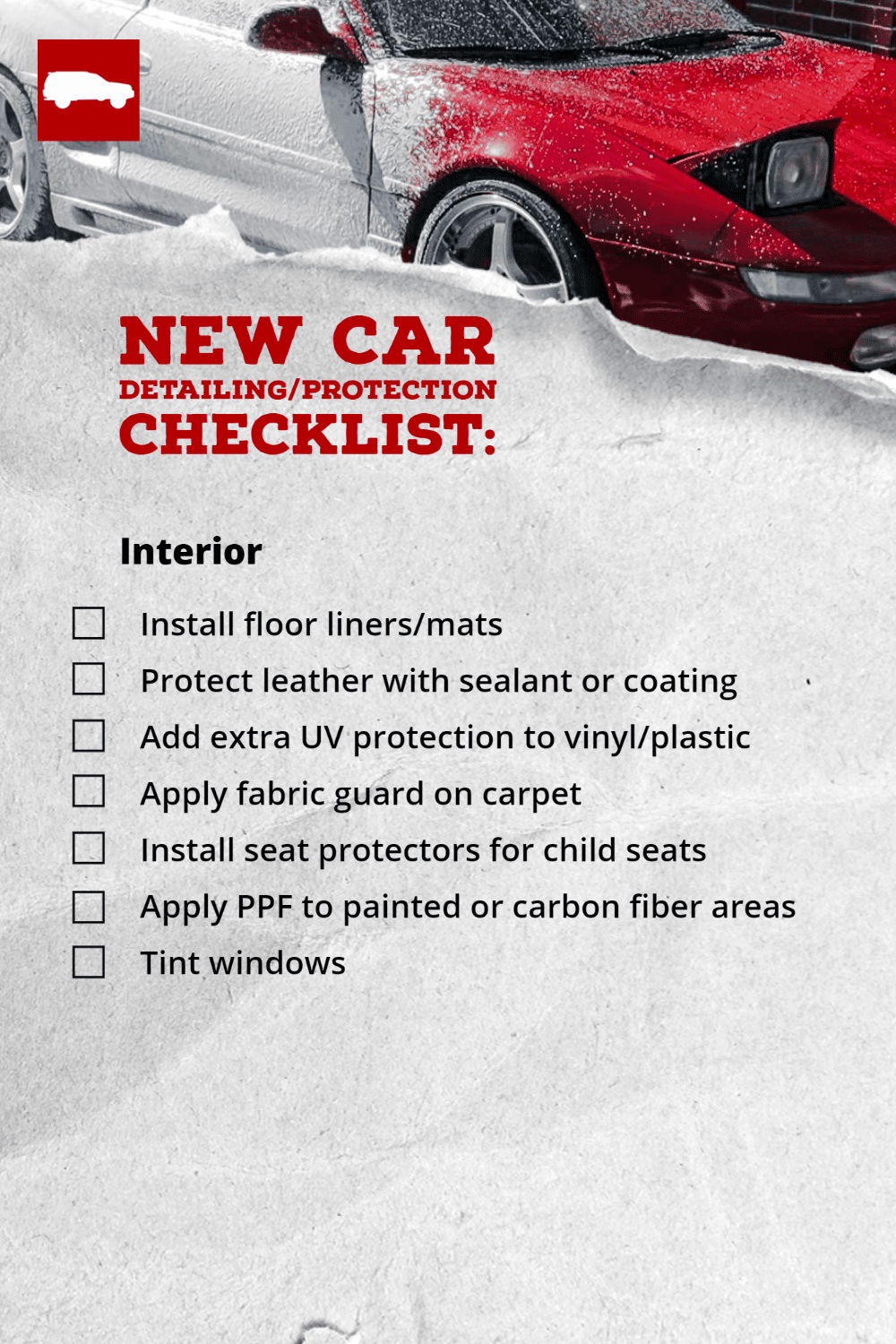 New car detailing checklist