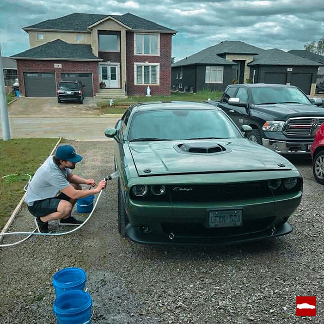 Washing a Dodge Challenger